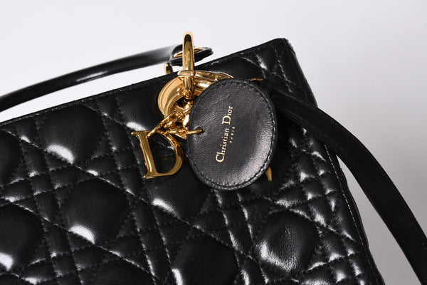 Christian Dior クリスチャンディオール ガリアーノ期 レディディオール ハンドバッグ ラムレザー ブラック 美品 中古 4a000309