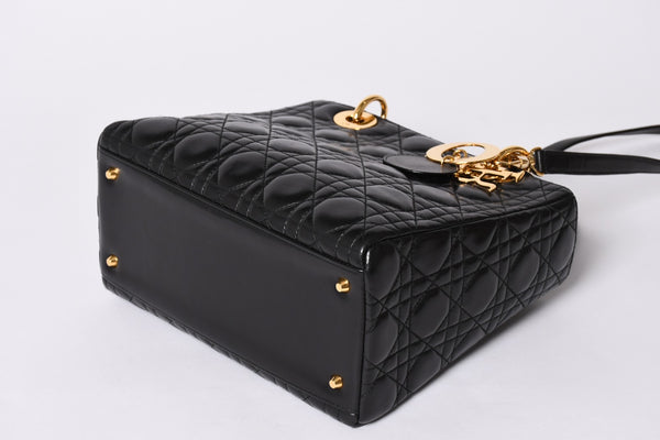 Christian Dior クリスチャンディオール ガリアーノ期 レディディオール ハンドバッグ ラムレザー ブラック 美品 中古 4a000309
