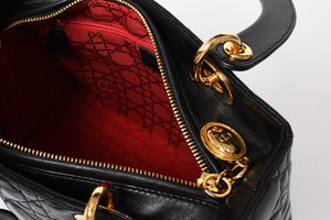 Christian Dior クリスチャンディオール ガリアーノ期 レディディオール ハンドバッグ ラムレザー ブラック 美品 中古 4a000309