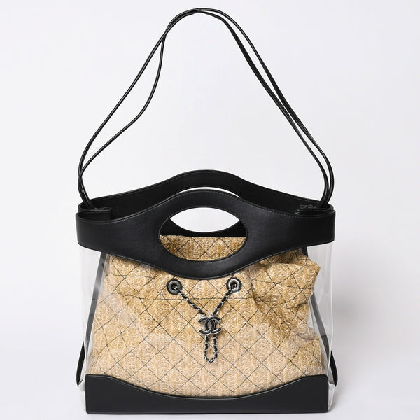 Like new CHANEL 2WAY shoulder bag here mark vinyl linen lambskin vinyl 27th series black silver hardware used 4a001706