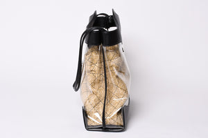 Like new CHANEL 2WAY shoulder bag here mark vinyl linen lambskin vinyl 27th series black silver hardware used 4a001706