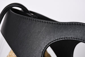 Like new CHANEL 2WAY shoulder bag here mark vinyl linen lambskin vinyl 27th series black silver hardware used 4a001706