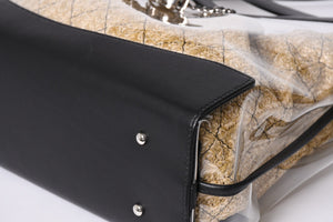 Like new CHANEL 2WAY shoulder bag here mark vinyl linen lambskin vinyl 27th series black silver hardware used 4a001706