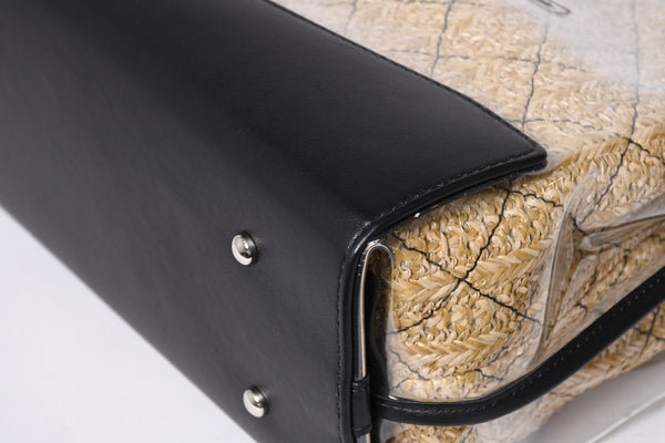 Like new CHANEL 2WAY shoulder bag here mark vinyl linen lambskin vinyl 27th series black silver hardware used 4a001706