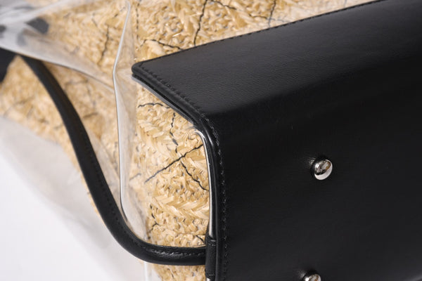 Like new CHANEL 2WAY shoulder bag here mark vinyl linen lambskin vinyl 27th series black silver hardware used 4a001706