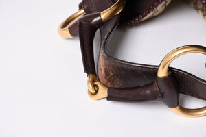 GUCCI Gucci Horsebit Tote Bag GG Pattern 114900 Gold Hardware Brown Good Condition Used 4a001564