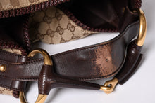 画像をギャラリービューアに読み込む, GUCCI グッチ ホースビット トートバッグ Tote Bag GG柄 114900 ゴールド金具 ブラウン 美品 中古 4a001564