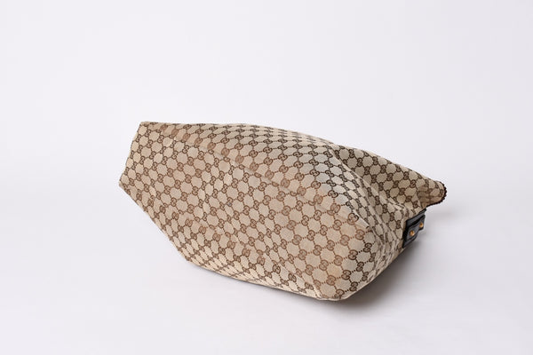 GUCCI Gucci Horsebit Tote Bag GG Pattern 114900 Gold Hardware Brown Good Condition Used 4a001564