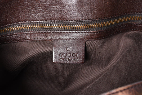 GUCCI Gucci Horsebit Tote Bag GG Pattern 114900 Gold Hardware Brown Good Condition Used 4a001564