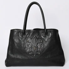 画像をギャラリービューアに読み込む, CHROME HEARTS クロムハーツ TOTE W SNP BS FLUER スナップ トートバッグ BSフレアパッチ レザー シルバー925 ブラック 美品 中古 4a001765