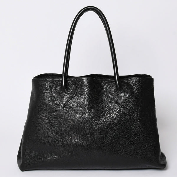 CHROME HEARTS TOTE W SNP BS FLUER Snap Tote Bag BS Flare Patch Leather Silver 925 Black Good Condition Used 4a001765