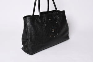 CHROME HEARTS TOTE W SNP BS FLUER Snap Tote Bag BS Flare Patch Leather Silver 925 Black Good Condition Used 4a001765