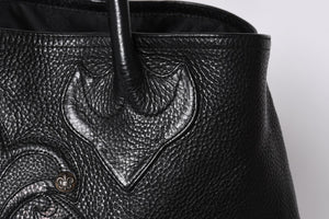 CHROME HEARTS TOTE W SNP BS FLUER Snap Tote Bag BS Flare Patch Leather Silver 925 Black Good Condition Used 4a001765
