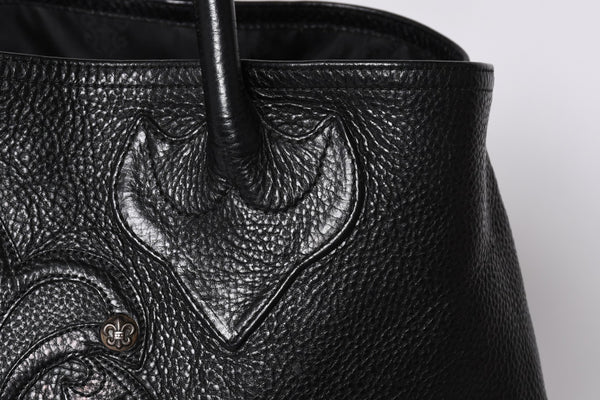 CHROME HEARTS TOTE W SNP BS FLUER Snap Tote Bag BS Flare Patch Leather Silver 925 Black Good Condition Used 4a001765