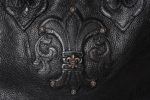 CHROME HEARTS TOTE W SNP BS FLUER Snap Tote Bag BS Flare Patch Leather Silver 925 Black Good Condition Used 4a001765