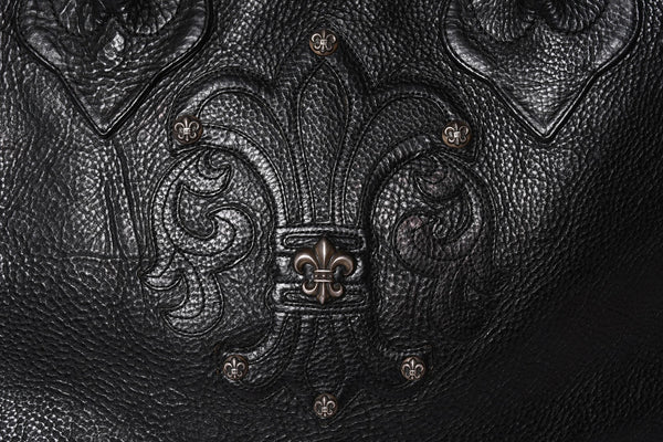 CHROME HEARTS TOTE W SNP BS FLUER Snap Tote Bag BS Flare Patch Leather Silver 925 Black Good Condition Used 4a001765
