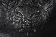 画像をギャラリービューアに読み込む, CHROME HEARTS クロムハーツ TOTE W SNP BS FLUER スナップ トートバッグ BSフレアパッチ レザー シルバー925 ブラック 美品 中古 4a001765