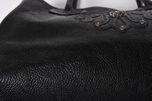 CHROME HEARTS TOTE W SNP BS FLUER Snap Tote Bag BS Flare Patch Leather Silver 925 Black Good Condition Used 4a001765