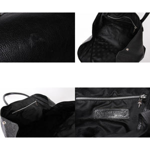 CHROME HEARTS TOTE W SNP BS FLUER Snap Tote Bag BS Flare Patch Leather Silver 925 Black Good Condition Used 4a001765
