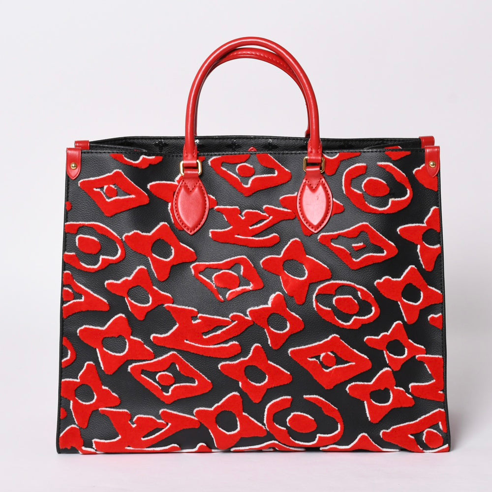 Very good condition LOUIS VUITTON On the Go GM Monogram Tufted Black x Red M45562 Used 4a001440