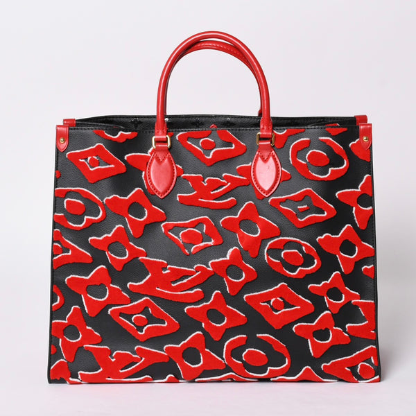 極美品 LOUIS VUITTON ルイヴィトン オンザゴーGM モノグラムタフテッド ブラック×レッド M45562 中古 4a001440