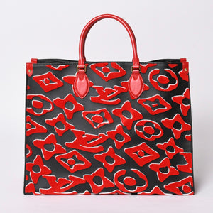 極美品 LOUIS VUITTON ルイヴィトン オンザゴーGM モノグラムタフテッド ブラック×レッド M45562 中古 4a001440