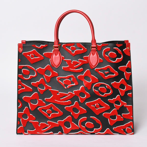 極美品 LOUIS VUITTON ルイヴィトン オンザゴーGM モノグラムタフテッド ブラック×レッド M45562 中古 4a001440