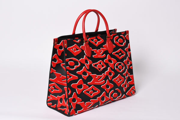 極美品 LOUIS VUITTON ルイヴィトン オンザゴーGM モノグラムタフテッド ブラック×レッド M45562 中古 4a001440