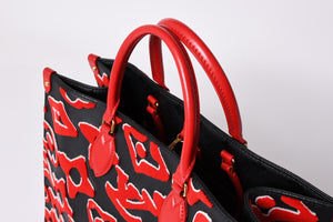極美品 LOUIS VUITTON ルイヴィトン オンザゴーGM モノグラムタフテッド ブラック×レッド M45562 中古 4a001440