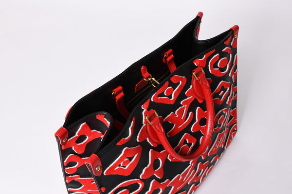 極美品 LOUIS VUITTON ルイヴィトン オンザゴーGM モノグラムタフテッド ブラック×レッド M45562 中古 4a001440