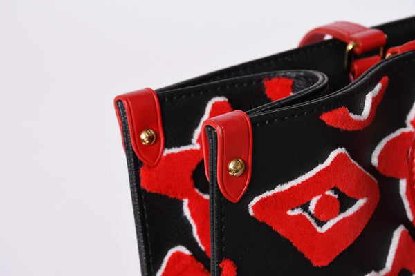 極美品 LOUIS VUITTON ルイヴィトン オンザゴーGM モノグラムタフテッド ブラック×レッド M45562 中古 4a001440