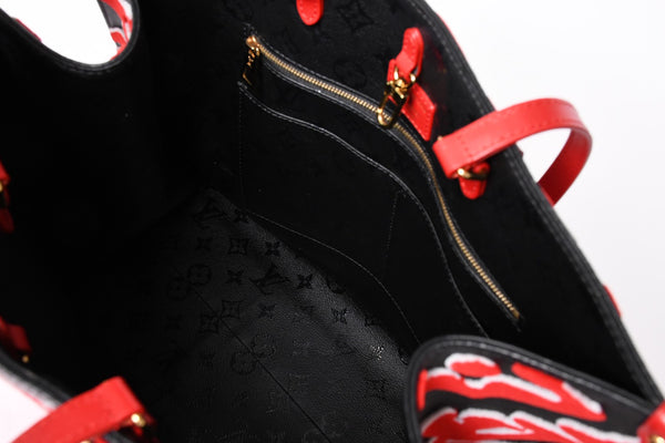 極美品 LOUIS VUITTON ルイヴィトン オンザゴーGM モノグラムタフテッド ブラック×レッド M45562 中古 4a001440