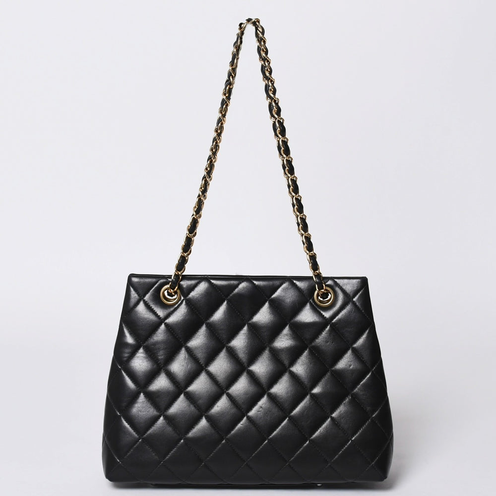 Very Good Condition CHANEL Chanel Matelasse Chain Shoulder Bag No. 5 Chain Shoulder Bag Black Gold Hardware Lambskin Used 4a001614