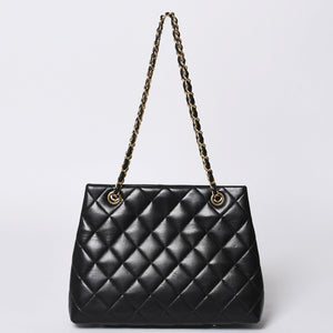 Very Good Condition CHANEL Chanel Matelasse Chain Shoulder Bag No. 5 Chain Shoulder Bag Black Gold Hardware Lambskin Used 4a001614