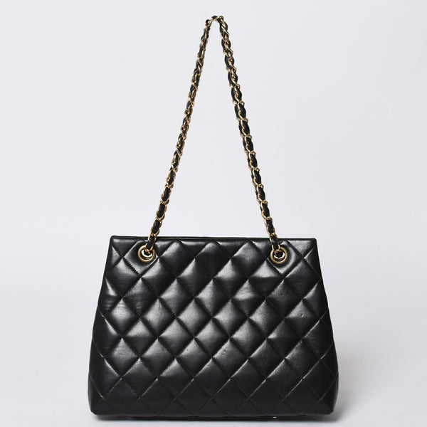 Very Good Condition CHANEL Chanel Matelasse Chain Shoulder Bag No. 5 Chain Shoulder Bag Black Gold Hardware Lambskin Used 4a001614