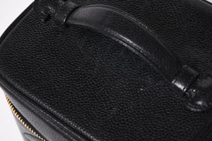 CHANEL シャネル バニティバッグ ハンドバッグ 4番台 ココマーク キャビアスキン ブラック ゴールド金具 美品 中古 4a005781