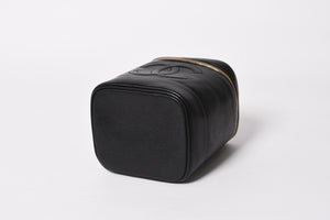 CHANEL シャネル バニティバッグ ハンドバッグ 4番台 ココマーク キャビアスキン ブラック ゴールド金具 美品 中古 4a005781