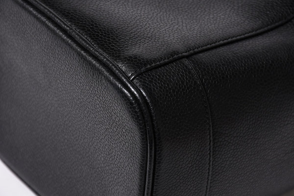 CHANEL シャネル バニティバッグ ハンドバッグ 4番台 ココマーク キャビアスキン ブラック ゴールド金具 美品 中古 4a005781