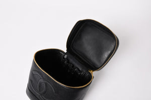 CHANEL シャネル バニティバッグ ハンドバッグ 4番台 ココマーク キャビアスキン ブラック ゴールド金具 美品 中古 4a005781
