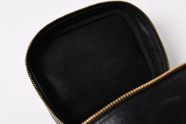 CHANEL シャネル バニティバッグ ハンドバッグ 4番台 ココマーク キャビアスキン ブラック ゴールド金具 美品 中古 4a005781