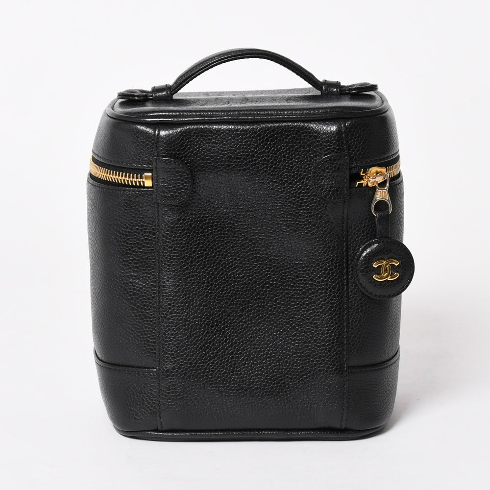 CHANEL Vanity Bag Handbag No. 4 Coco Mark Caviar Skin Black Gold Hardware Good Condition Used 4a005781