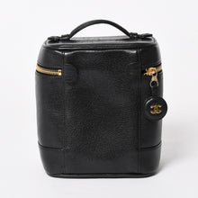 Load the image into the gallery viewer. CHANEL Vanity Bag Handbag No. 4 Coco Mark Caviar Skin Black Gold Hardware Good Condition Used 4a005781