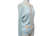 画像をギャラリービューアに読み込む, CHANEL シャネル アンサンブル カーディガン 97P ココマーク P07389V00348 コットン 水色 オレンジ サイズ40 美品 中古 4b001816