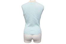 画像をギャラリービューアに読み込む, 極美品 CHANEL シャネル アンサンブル ココマーク ニット ノースリーブ タンクトップ コットン 水色 オレンジ サイズ40 中古 4b001817