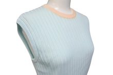 画像をギャラリービューアに読み込む, 極美品 CHANEL シャネル アンサンブル ココマーク ニット ノースリーブ タンクトップ コットン 水色 オレンジ サイズ40 中古 4b001817