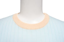 画像をギャラリービューアに読み込む, 極美品 CHANEL シャネル アンサンブル ココマーク ニット ノースリーブ タンクトップ コットン 水色 オレンジ サイズ40 中古 4b001817