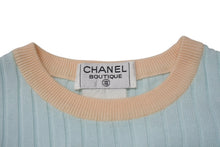 画像をギャラリービューアに読み込む, 極美品 CHANEL シャネル アンサンブル ココマーク ニット ノースリーブ タンクトップ コットン 水色 オレンジ サイズ40 中古 4b001817
