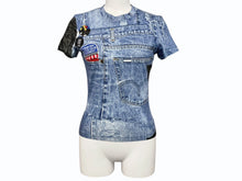 画像をギャラリービューアに読み込む, 極美品 Christian Dior クリスチャンディオール 半袖Tシャツ 1A12055021 サイズ36 デニム総柄プリント ガリアーノ期 中古 4b001824