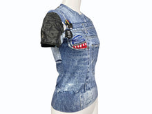 画像をギャラリービューアに読み込む, 極美品 Christian Dior クリスチャンディオール 半袖Tシャツ 1A12055021 サイズ36 デニム総柄プリント ガリアーノ期 中古 4b001824