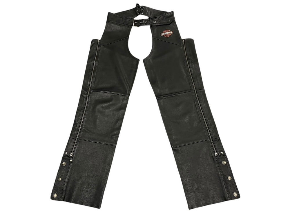 HARLEY DAVIDSON ハーレーダビッドソン レザー パンツ Chaps チャップス Genuine Leather 本革 RN103819 CA03402 サイズ L 美品 中古 4b001833